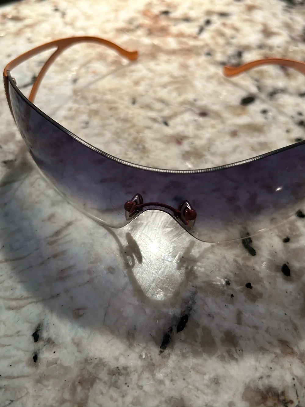 Versace Rimless Shield Sunglasses in Orange and Brown Gradient